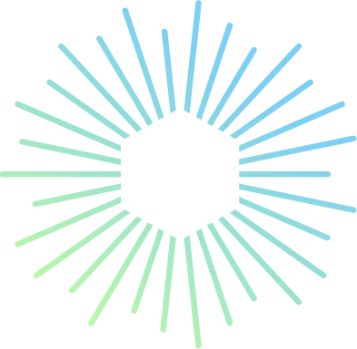 OpenWater logo, a burst of different color lines, of different lengths, radiating out from the center